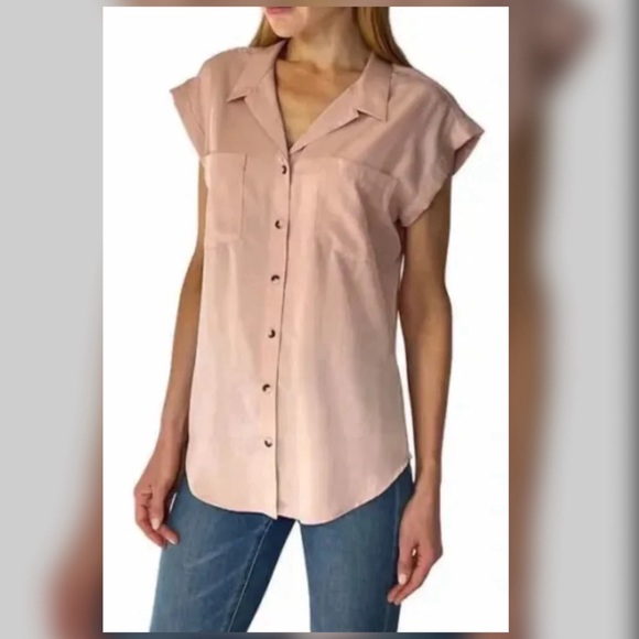 JACHS GIRLFRIEND• Short Sleeve Blush Blouse - Picture 1 of 11